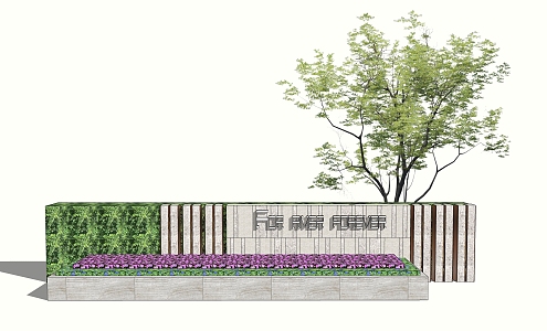 Modern landscape wall flower bed combination 3d model