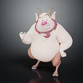 Cartoon Character Sheep like Creature With White Body Pink Nose Horns And Stocky Limbs