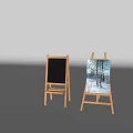 Wooden Art Easels With Blank Canvas And Winter Landscape Painting For Artists