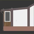 Small Red Brick Building Exterior With Metal Roof Wooden Paneling And Windows