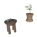 Stylish Wooden Side Tables Showcasing Magazine and Stacked Design with Potted Plant in Modern Room