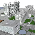 Modern Multi Storey Office Complex With Landscaped Gardens And Surrounding Greenery Contemporary Architectural Design