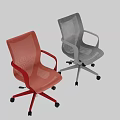 Modern Gray Office Chair With Mesh Back Armrests And Wheeled Base 3d model