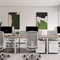 Sleek Modern Office Reception Counter With Light Wood Panel And Brand Logo On Marble Wall