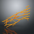 3D Rendered Orange Vascular Stent Medical Device With Reflective Surface And Detailed Structure