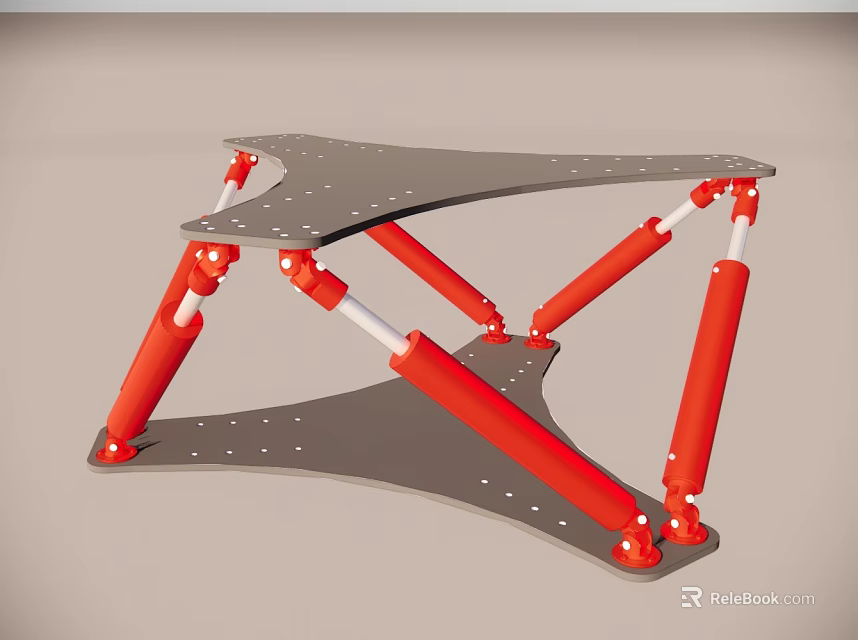 Hardware Tools Grey Metal Platform With Red Support Legs Stable Base For Workshop Use 3d model