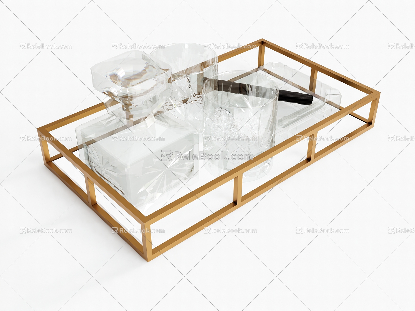 Modern Wine Bottle Wine Glass Tray model