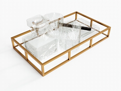 Modern Wine Bottle Wine Glass Tray model