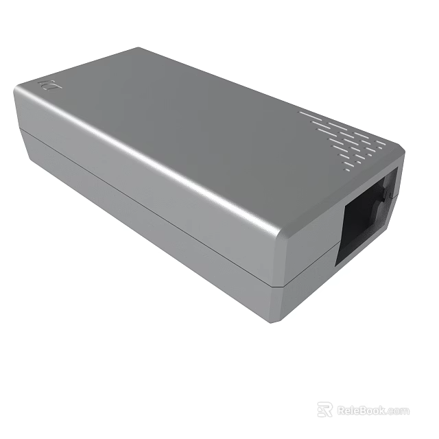 Gray Rectangular Electronic Device With Smooth Surface Ventilation Holes And Interface Port 3d model 