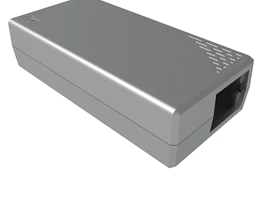 Gray Rectangular Electronic Device With Smooth Surface Ventilation Holes And Interface Port 3d model