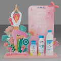 Women's Day Celebration With Yoga Pose Flowers And Skincare Products