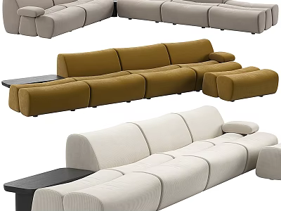 Stylish Modern Modular Sectional Sofa With Versatile Design And Side Table 3d model
