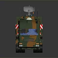 Military Transport Truck Carrying Armored Tank With Green Orange Camouflage Cabin And Trailer
