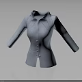 Light Blue Women's Blazer With Lapel Collar Button Front Long Sleeves Slim Fit Design