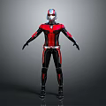 Superhero Character In Red Black Suit With Silver Helmet Biological Design