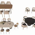 Modern Table and Chair Set Featuring Rectangular Round Oval Shapes And Minimalist Chairs 3d model