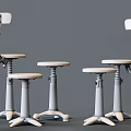 Modern Bar Stools With Adjustable Metal Base And Wooden Seat Design