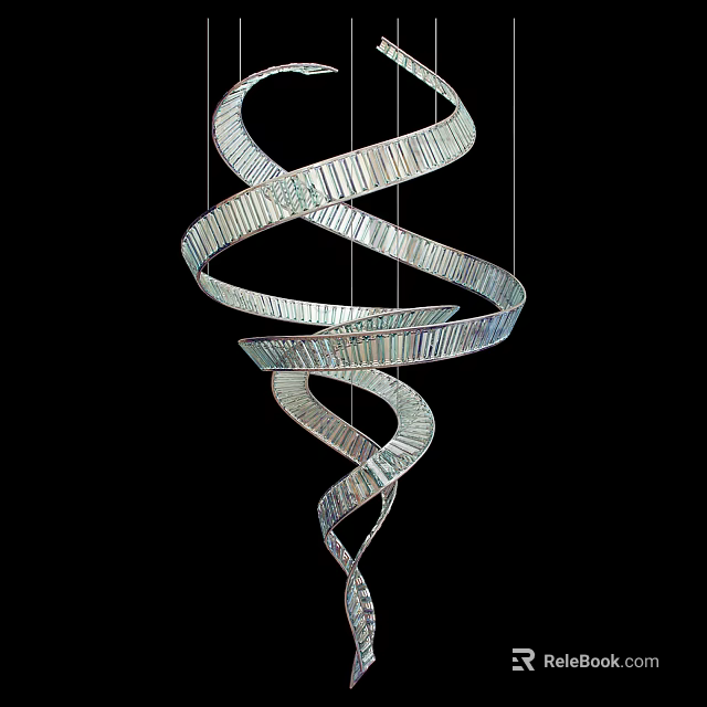Elegant Spiral Shaped Crystal Chandelier With Modern Design For Interior Lighting 3d model 