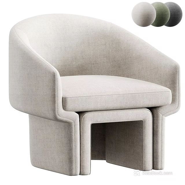 Light Gray Modern Single Sofa With Soft Fabric Upholstery And Comfortable Armrests 3d model 