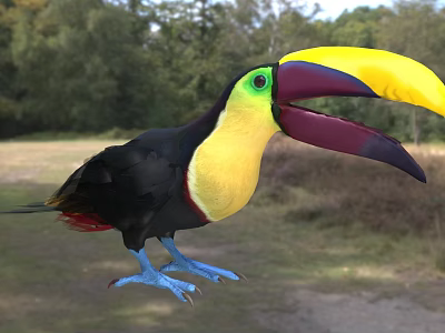 Colorful Toucan With Vibrant Beak In Natural Habitat 3d model