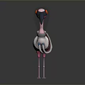 Mechanical Flamingo Robot With Pink Body Long Legs Metallic Structure And Red Eyes
