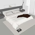 Modern Double Bed In White Bedding With Wall Mounted Nightstands And Window Blinds 3d model
