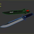 Tactical Combat Knives With Black Handle Shiny Metal Blade Sheath Red Accent Unsheathed And Sheathed