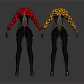 Stylish Jumpsuits With Red Black Yellow Black Plaid Patterns Zipper Chain Details And Gloves