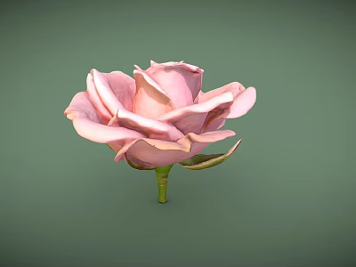 Beautiful Pink Rose in Vase with Green Background for Home Decoration 3d model