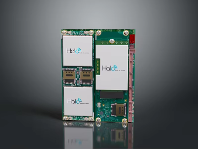 Computer Circuit Board With Holo Modules Chips And Green PCB Components 3d model