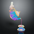 Colorful Ceramic Teapot Being Poured by Hand Into Stylish Teacup with Saucer for Daily Use