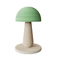 Mushroom Shaped Woven Table Lamp With Green Shade And Beige Base