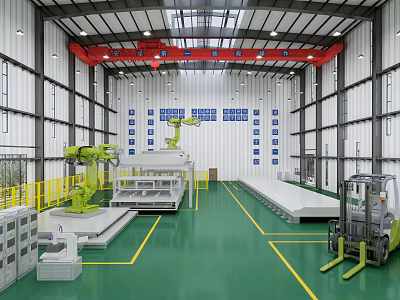 Industrial plant factory industrial equipment bridge crane mechanical arm 3d model