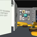 Modern Interior Space With Yellow Sofas Decorative Paintings And TV 3d model