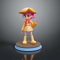 Game And Movie Character With Pink Hair Yellow Hat Red Buttons Yellow Boots Standing Pose