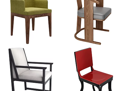 Stylish Modern Armchairs With Wooden Legs Upholstered Seats And Colorful Designs 3d model