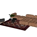 Modern Sofa Coffee Table Combination Multi-person Sofa Leisure Chair Carpet 3d model