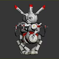 Two White And Red Robot Rabbits As Robotic Characters And Bionic Creatures With Mechanical Design 3d model