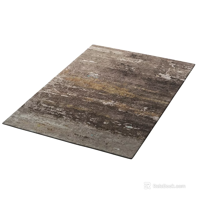 Modern Distressed Square Rug Featuring Brown Gray Beige Natural Abstract Texture 3d model