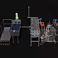 Industrial Equipment With Pipes Valves Control Panels And Metal Platform Structure