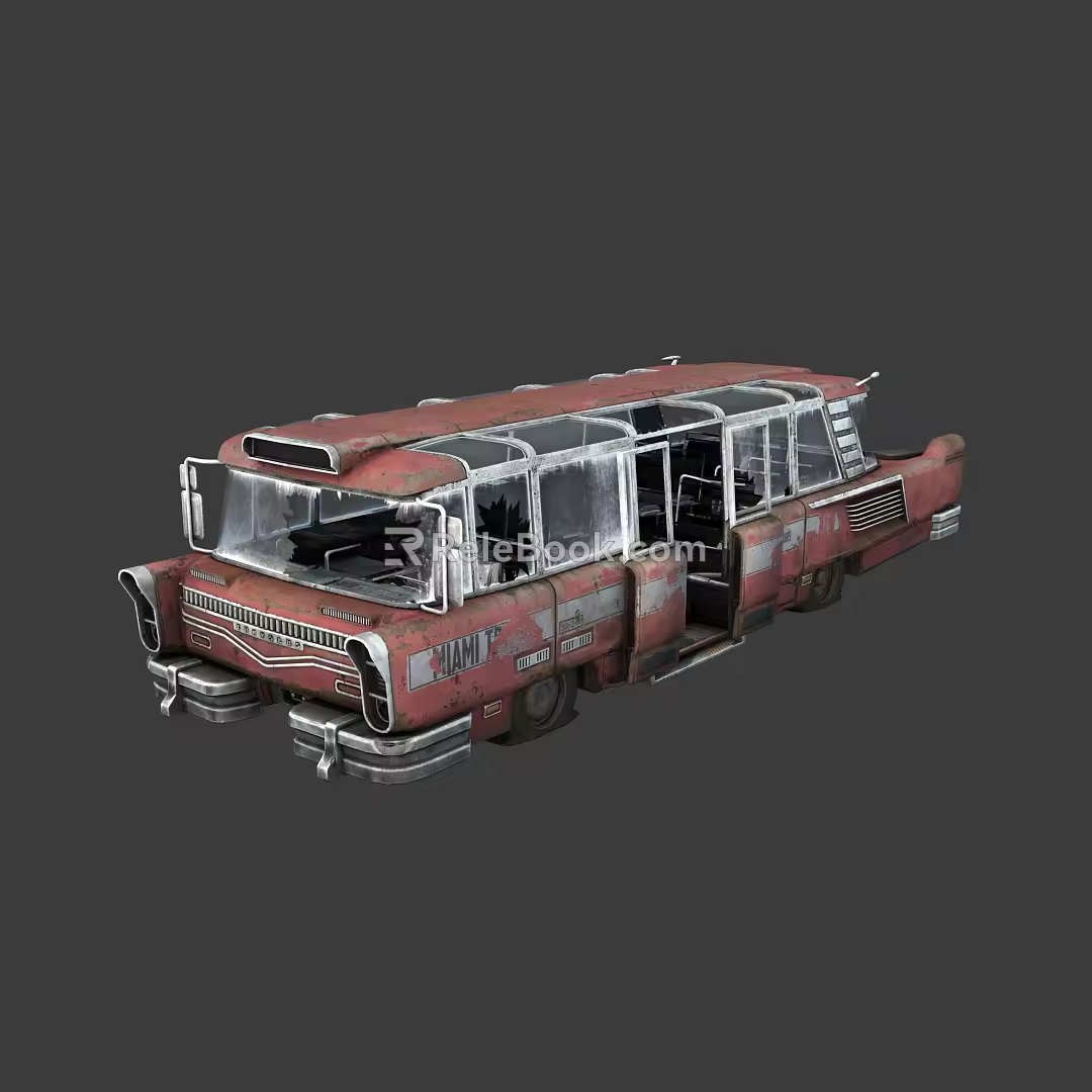 Industrial LOFT Bus Cyberpunk Scrap Bus 3d model