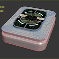 Modern Technical Equipment With Square Frame Circular Center And Illuminated Ring Details 3d model