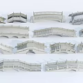 Various Landscape Bridge Models Featuring Different Architectural Styles And Railing Designs 3d model