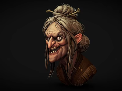 Baba Yaga Man-eating Witch PBR Material Witch Witch Folklore Mysterious Witch Witch Witch Cartoon Character Character Old Witch 3d model