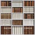 Decorative Bookshelf Wall With Various Book Spines In Different Colors And Tidy Rows