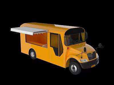 Dining Car Mobile Dining Car Outdoor Sale Car School Bus Coffee Car Long Head Bus 3d model