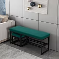 Green Upholstered Sofa Bench With Black Frame In Modern Minimalist Living Room