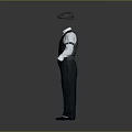 Daily Life Clothing Set White Shirt Black Vest Gray Hat And Black Pants