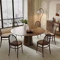Modern Minimalist Wooden Dining Table Set With Chairs Rug Floor Lamp And Window Blinds