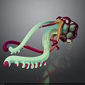 3D Rendered Organ Structure With Hair Like Projections And Vibrant Tubular Design